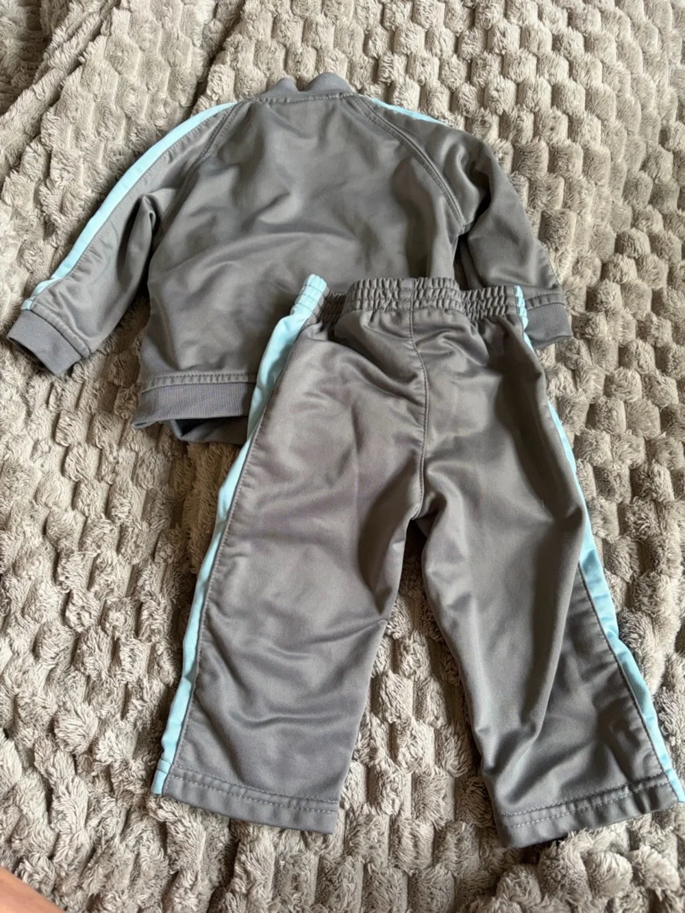 Puma Baby Gray Track Suit Set with Light Blue Stripes - Picture 2 of 3